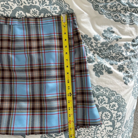 Pure Wool Blue Check Kilt Skirt - Picture 6 of 8